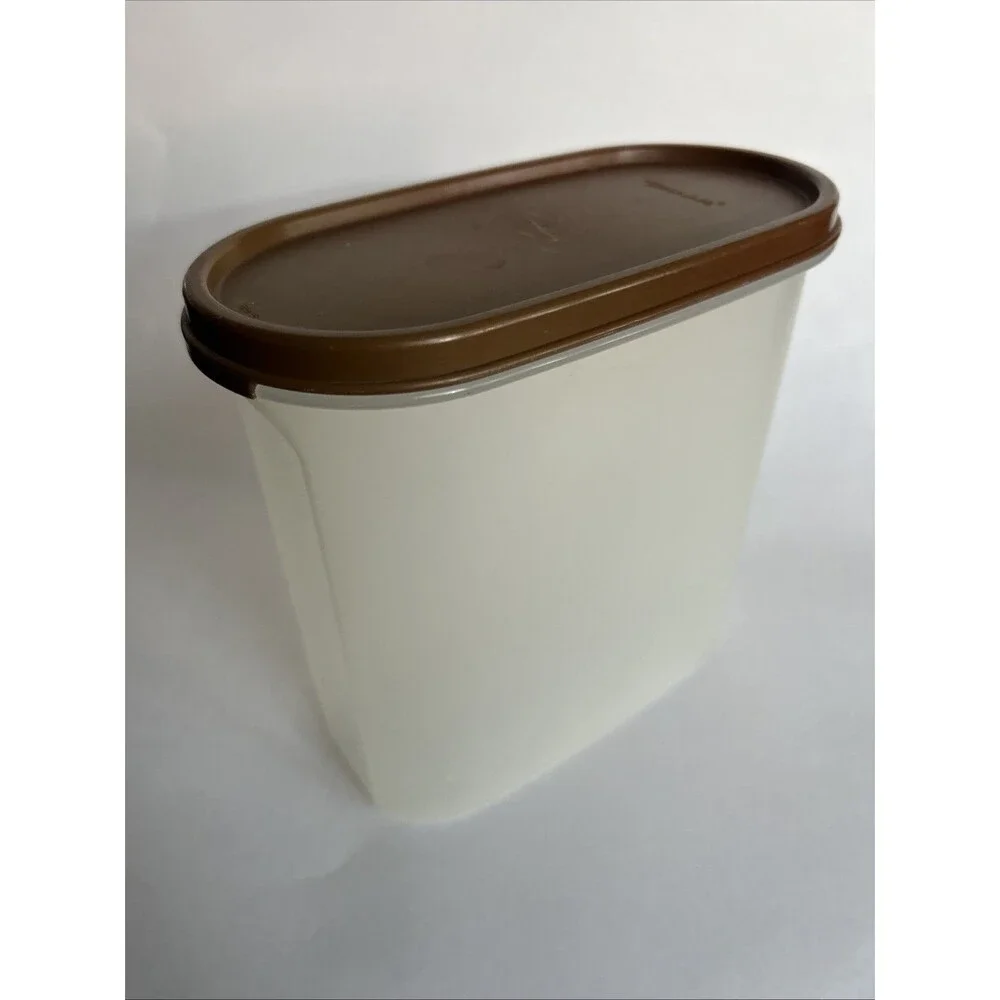 TUPPERWARE  MODULAR MATES OVAL STORAGE CONTAINER 1613-7 1/4 CUPS WITH BROWN LID!
